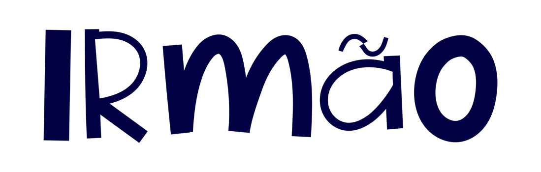 Brazilian Portuguese children irregular dark blue brother word. Perfect for tags and stickers. Translation - Brother. png