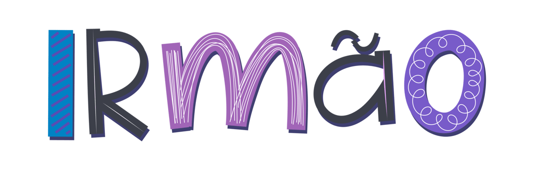 Brazilian Portuguese children colorful irregular brother word. Perfect for tags and stickers. Translation - Brother. png