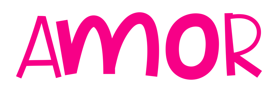 Brazilian Portuguese irregular comic pink Love word tag. Translation - Love. png