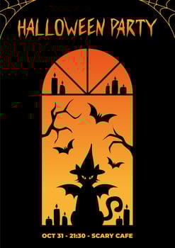 Halloween Party Poster. Black Cat. vector