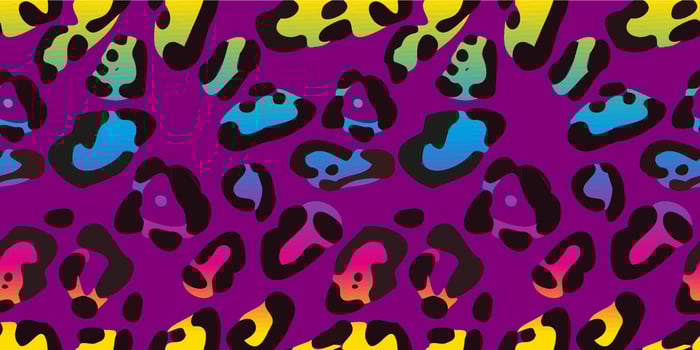 Rainbow leopard seamless pattern. Colorful neon vector background. Gradient wallpaper.
