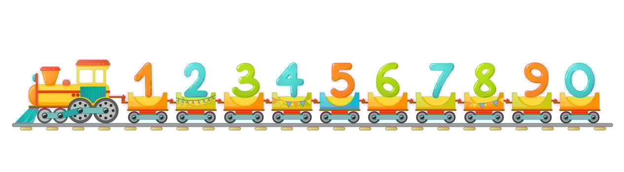 Train alphabet for kid in cartoon style. Capital letters only. Vector ABC letters for children education in school, preschool and kindergarten.