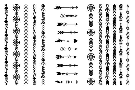 Tribal arrow set. vector