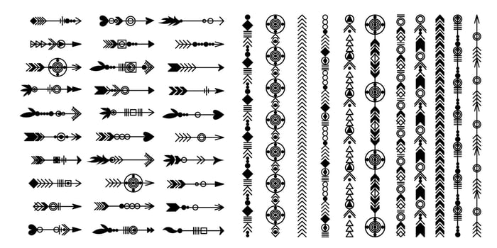 Tribal arrow set. vector