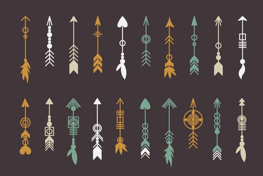 Tribal arrow set. vector