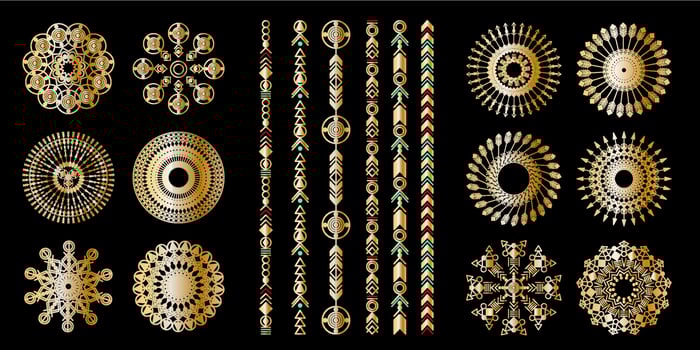 Tribal geometric gold pattern vector