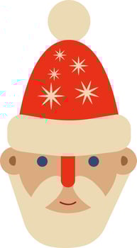 Christmas santa claus head in retro style . Vector illustration