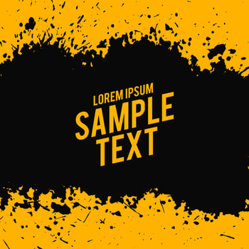 yellow poster with black grunge splatter vector