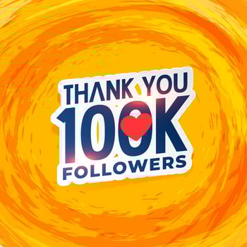 100k social media network followers yellow background vector