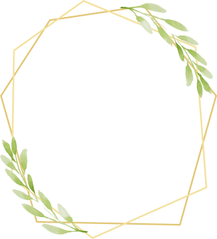 watercolor botanical hand drawing green leafs wreath with golden frame png