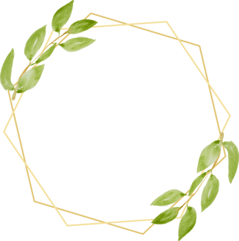 watercolor botanical hand drawing green leafs wreath with golden frame png