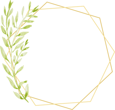 watercolor botanical hand drawing green leafs wreath with golden frame png