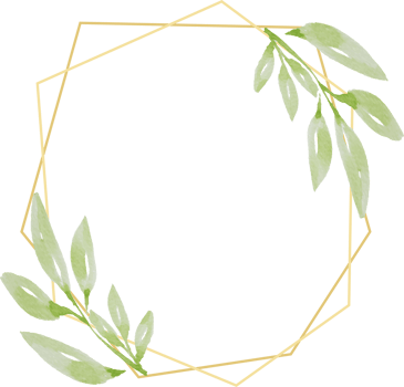 watercolor botanical hand drawing green leafs wreath with golden frame png