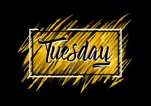 Tuesday Illustration Vector Grunge Gold