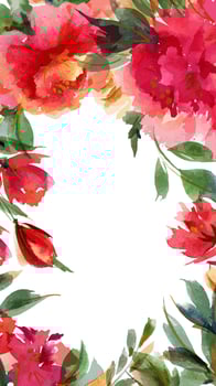 Pink Peony botanical watercolor square portrait background vector