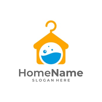 Laundry Home Logo Vector Icon Illustration. Laundry logo design template