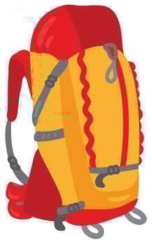 Tourist backpack. Hiking equipment. Hand drawn vector illustration.