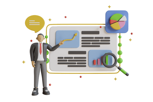 3d Data analytics, dashboard and business finance report. business development report chart. 3d goal for business, finance, money investment. 3d rendering png