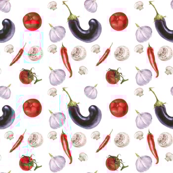 Watercolor realistic fresh vegetarian food pattern vector