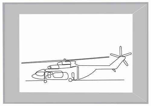 helicopter continuous line art vector