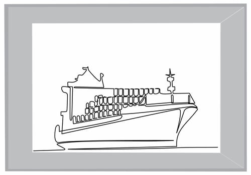 ship continuous line art vector