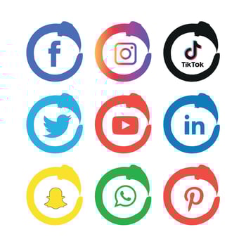 Social media icons set Logo Vector Illustrator