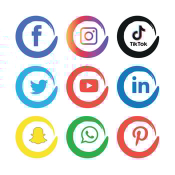 Social media icons set Logo Vector Illustrator