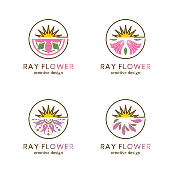 Sun flower logo nature icon design with creative concept vector