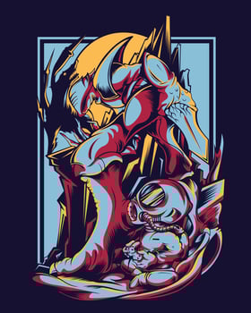 super cool power ranger or hero vector illustration