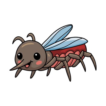 Cute little mosquito cartoon posing vector