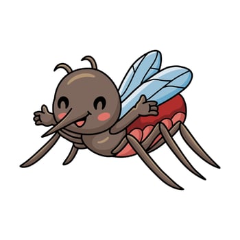 Cute little mosquito cartoon posing vector