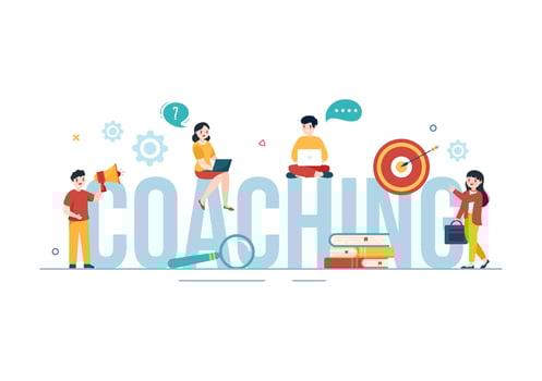 Life Coach for Consultation, Education, Motivation, Mentoring Perspective and Self Coaching in Template Hand Drawn Cartoon Flat Illustration vector
