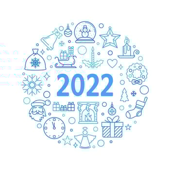 2022 Merry Christmas circular vector creative line illustration