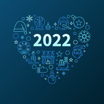 2022 New Year Banner with Round outline blue design vector