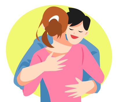 boy and girl hugging. concept of dating, relationship, longing, love, family etc. flat vector illustration