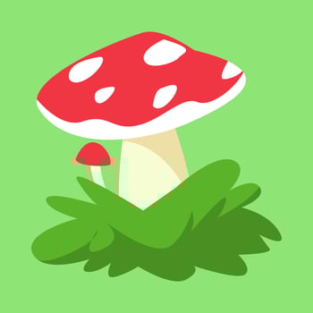 mushrooms on the grass. cartoon style. concept of plants, nature, beautiful, etc. flat vector illustration