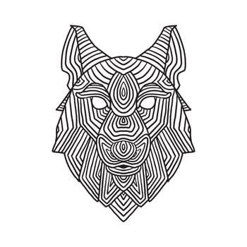 Wolf Head Doodle vector