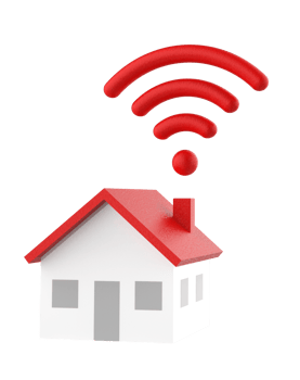 Wifi and house icon isolated on transparent background. 3D rendering. png