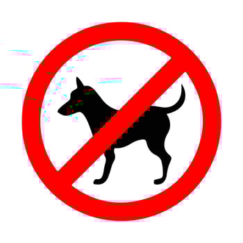 do not enter with dogs with a red forbidding sign and a flat vector icon