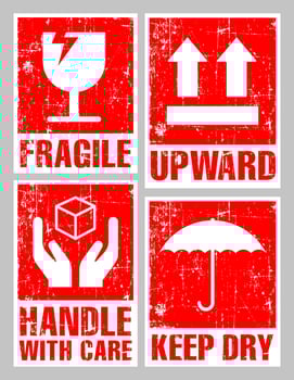 Warning Fragile Sign Grunge Sticker vector