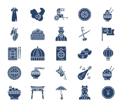 China nation and culture icon set vector