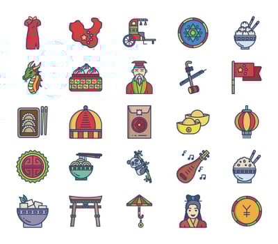 China nation and culture icon set vector