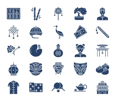China nation and culture icon set vector