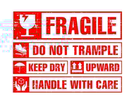 Warning Fragile Sign Grunge Sticker vector