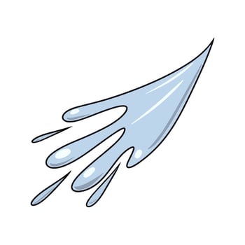 A clear stream of water, splashes, vector illustration in cartoon style on a white background