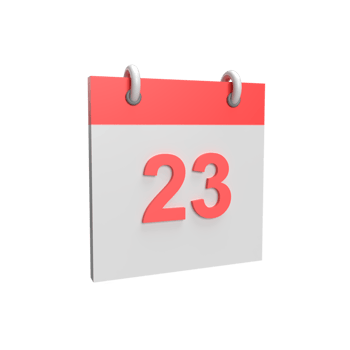 3D calendar date 23. Rendered object illustration png