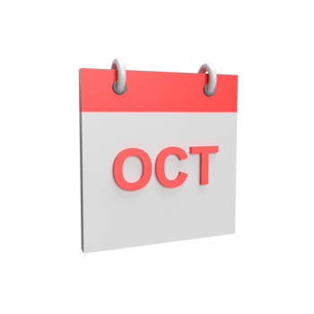 3D October Calendar. Rendered object illustration png