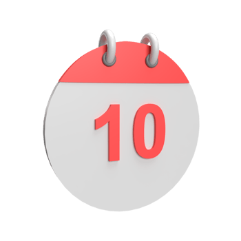 3D calendar date 10. Rendered object illustration png