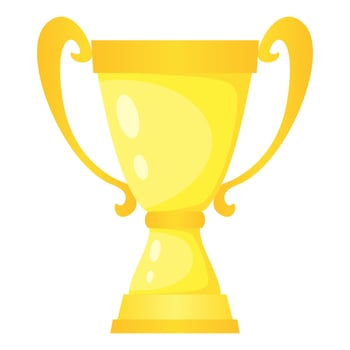 Vector golden trophy champion cup. Championship prize for first place. Victory symbol isolated on white background.