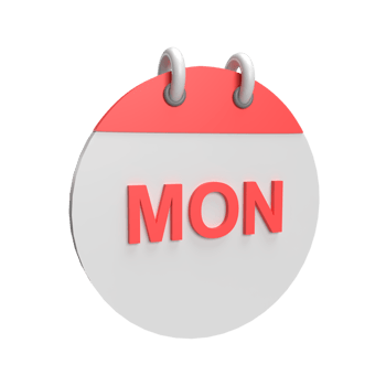 3D Monday Calendar. Rendered object illustration png